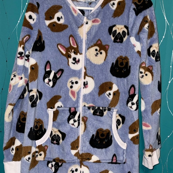 Women’s Cute Dog Print Fleece Onesie - Picture 3 of 5